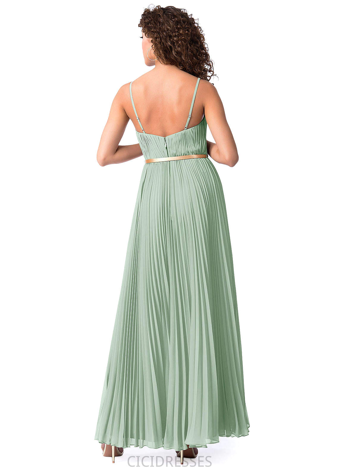 Kaitlyn V-Neck Natural Waist A-Line/Princess Sleeveless Floor Length Bridesmaid Dresses
