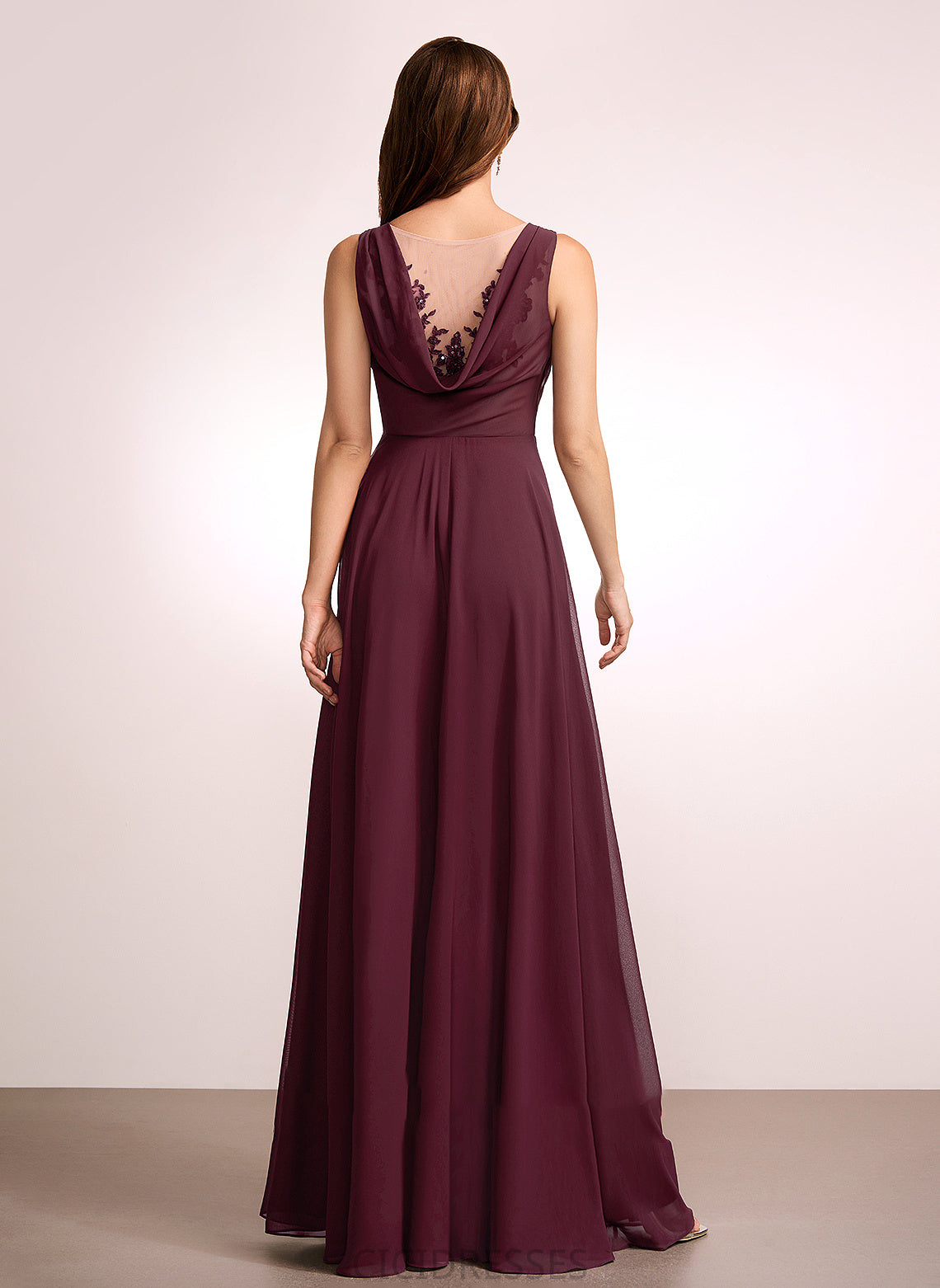 Fabric Neckline Length A-Line Lace Floor-Length Embellishment Silhouette V-neck Karla Floor Length A-Line/Princess Bridesmaid Dresses