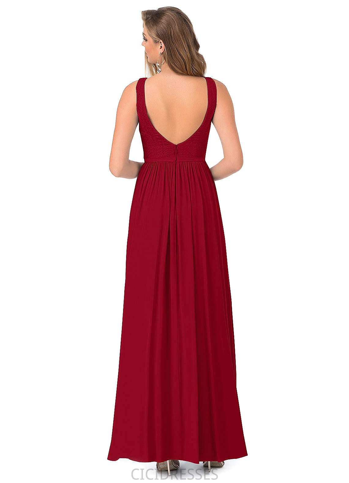 Tiara A-Line/Princess Natural Waist Floor Length Sleeveless Spaghetti Staps Bridesmaid Dresses