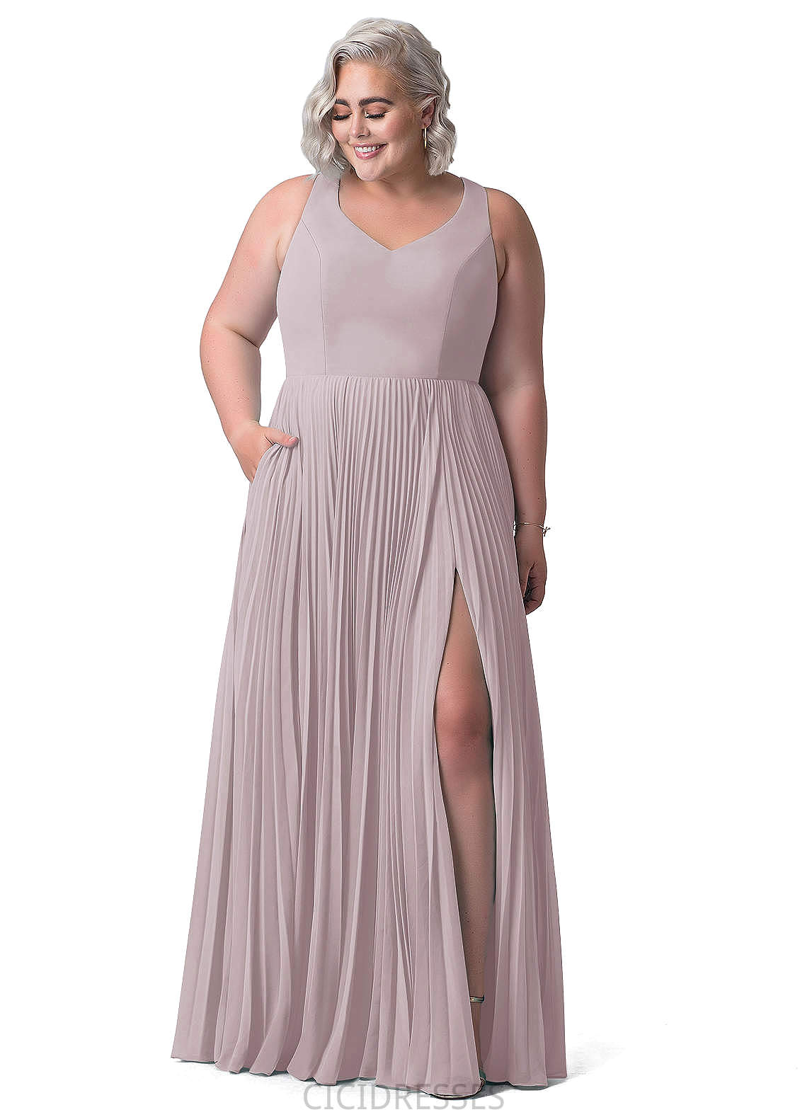Ava Natural Waist Straps A-Line/Princess Sleeveless Floor Length Bridesmaid Dresses