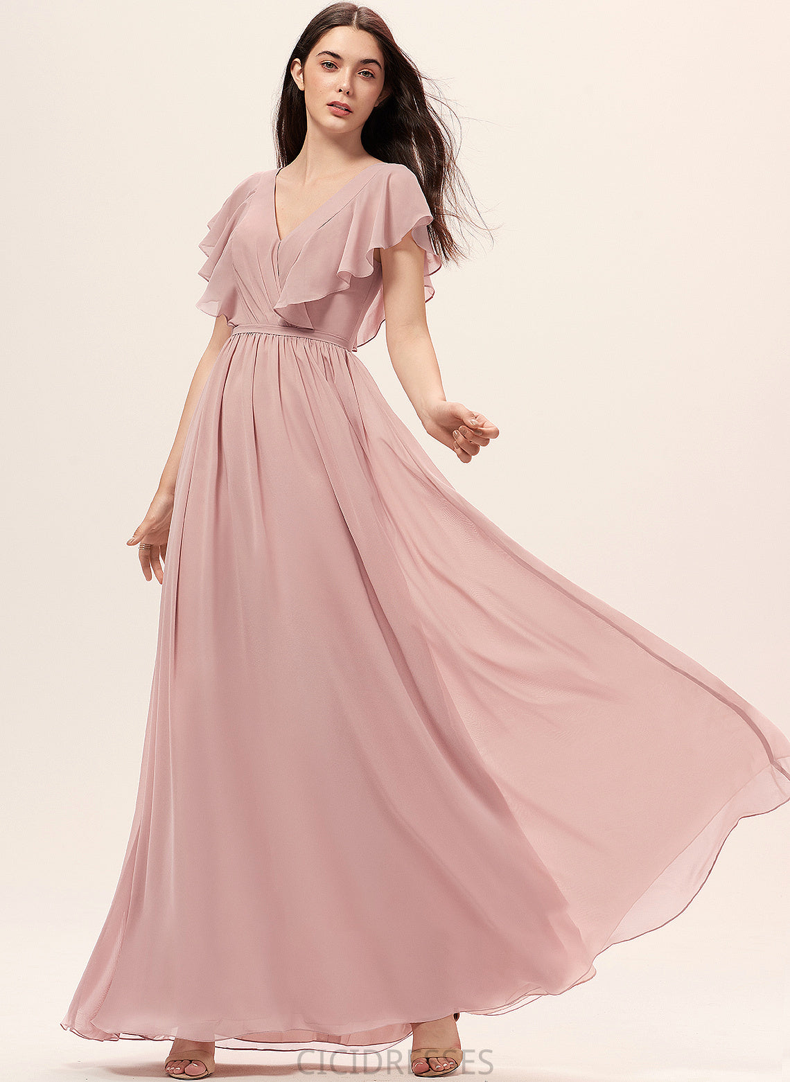 V-neck Silhouette Neckline Length Fabric Floor-Length Embellishment A-Line SplitFront Cristal Natural Waist Sleeveless Bridesmaid Dresses