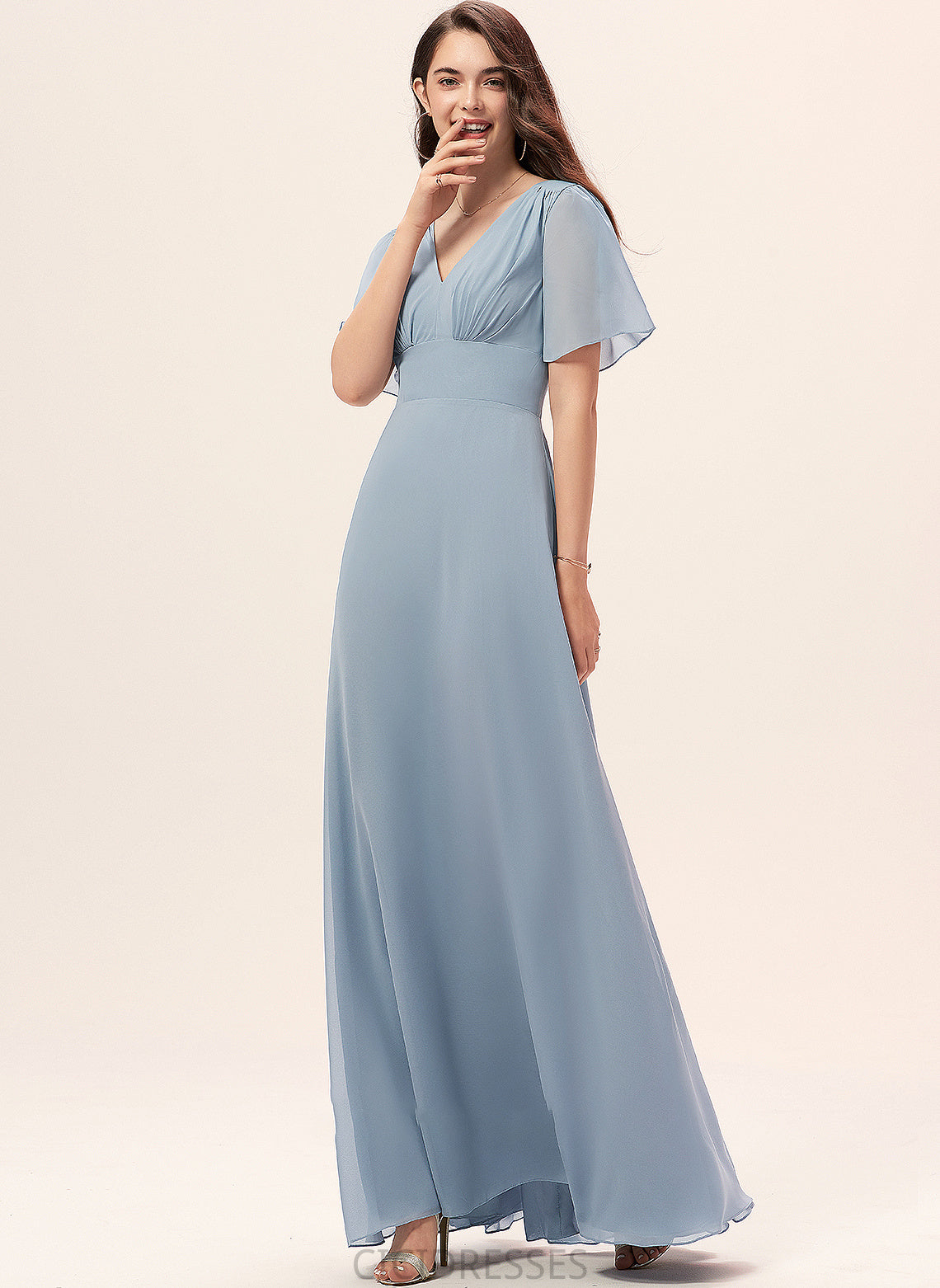 Straps Fabric V-neck Length A-Line Floor-Length Neckline Silhouette Jane Halter A-Line/Princess Floor Length Bridesmaid Dresses