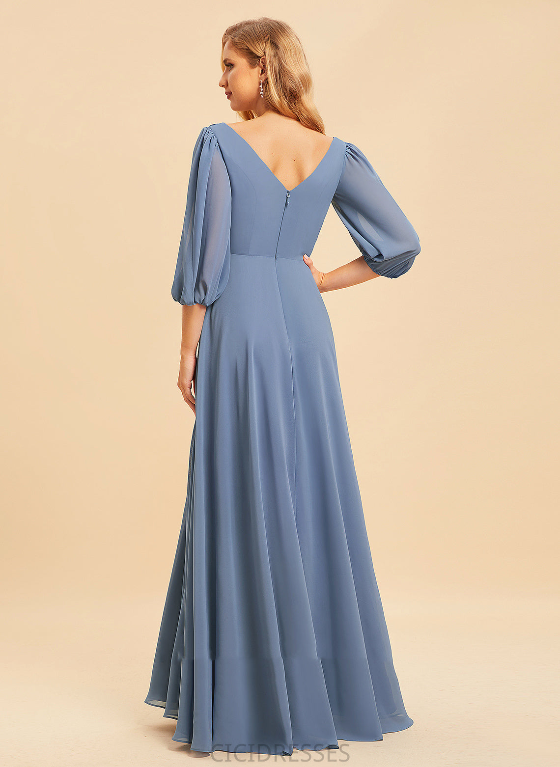 Length Ruffle A-Line Fabric Silhouette Embellishment Neckline V-neck Floor-Length Avery Floor Length V-Neck Bridesmaid Dresses