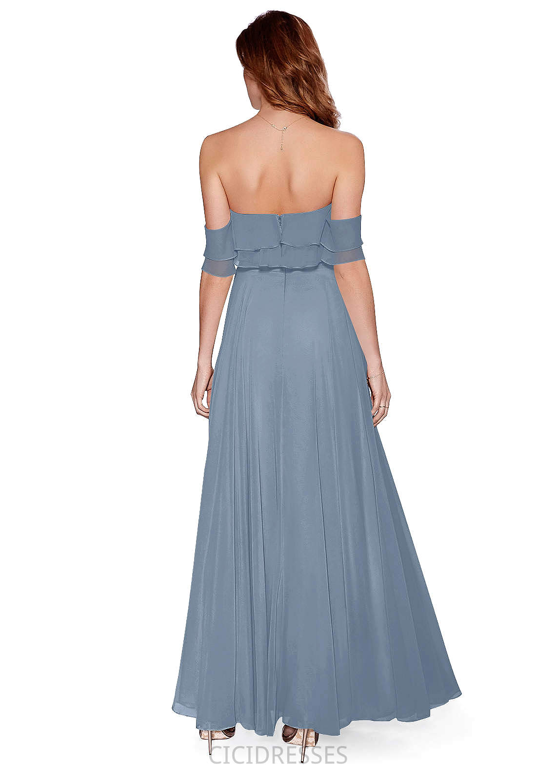 Thirza Spaghetti Staps A-Line/Princess Natural Waist Floor Length Sleeveless Bridesmaid Dresses