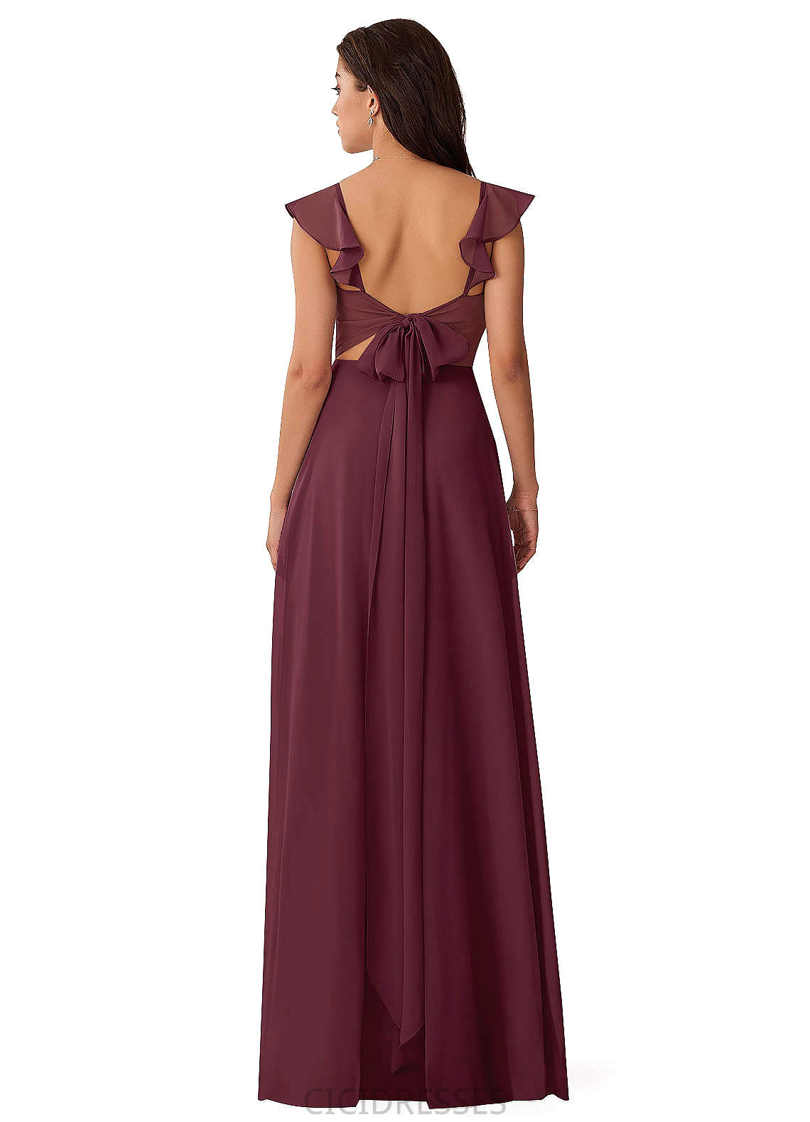 Marlie Sleeveless Floor Length A-Line/Princess Spaghetti Staps Tulle Natural Waist Bridesmaid Dresses
