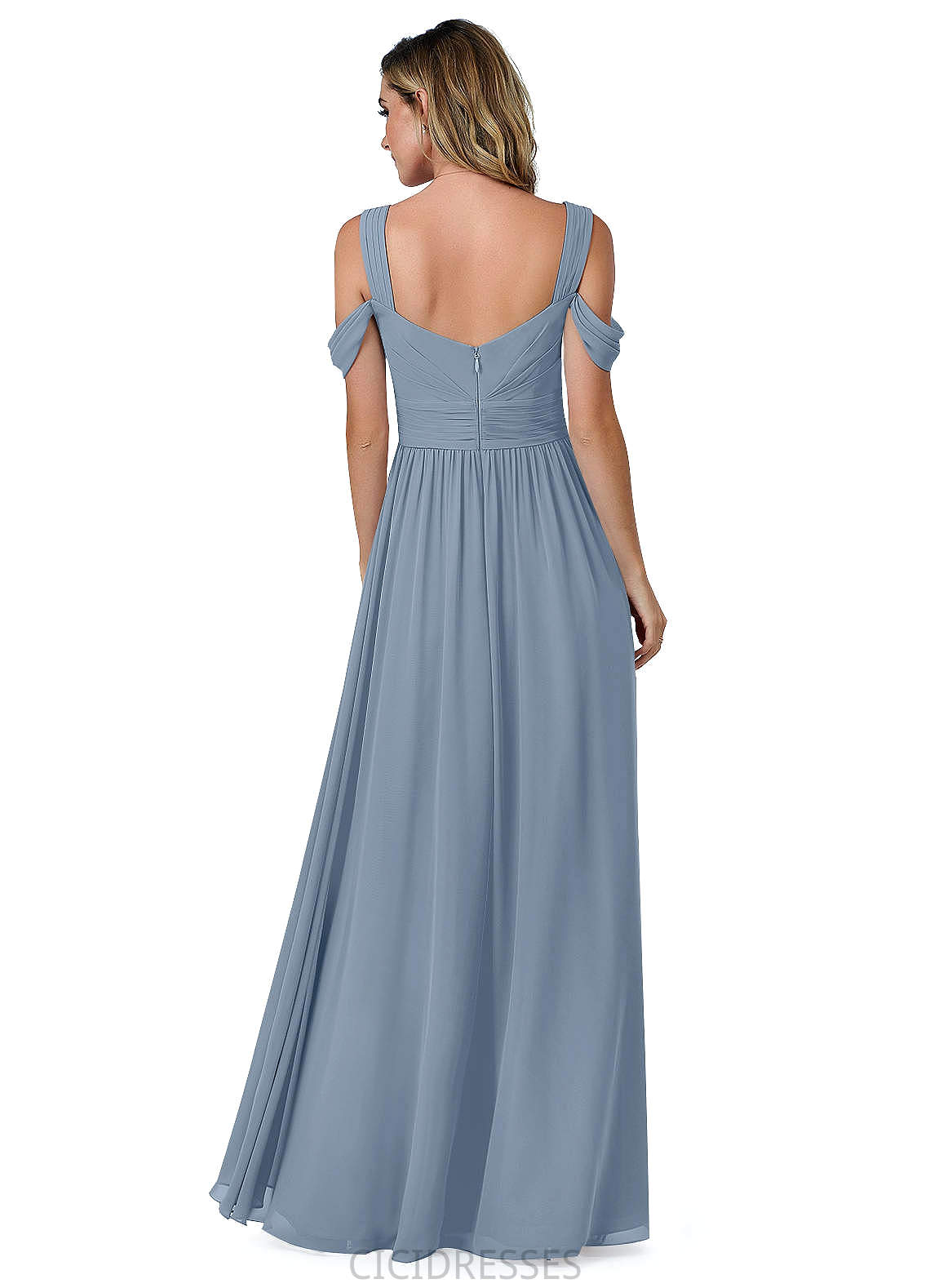 Diya Spaghetti Staps Sleeveless A-Line/Princess Natural Waist Floor Length Bridesmaid Dresses