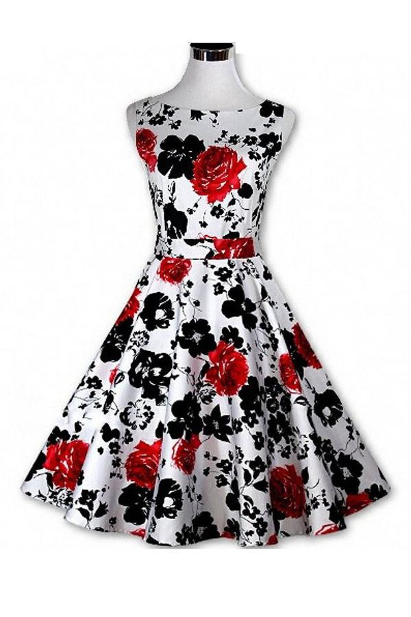 1950's Vintage Floral Print Women's Pleated Dress SD09