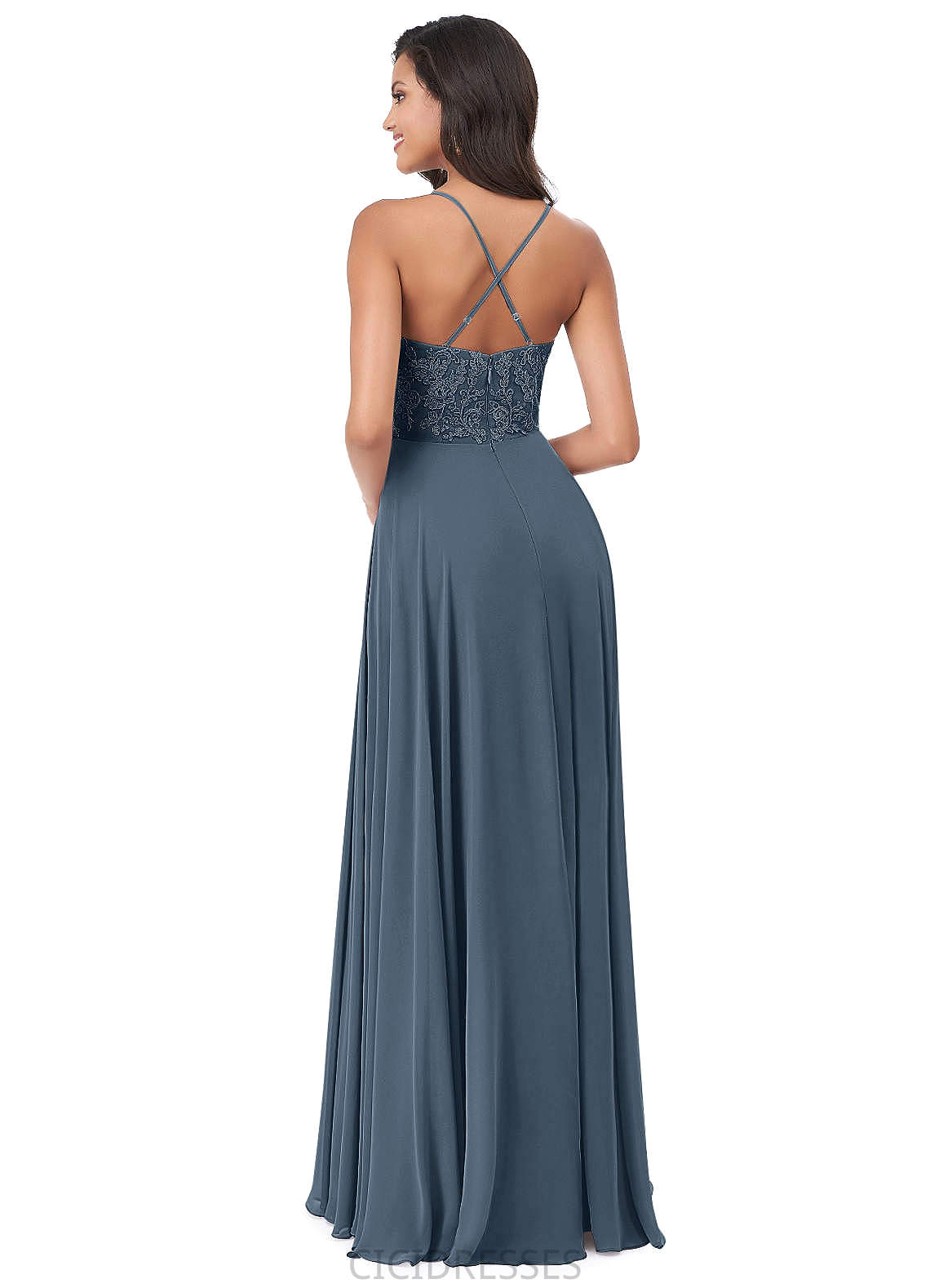 Fatima A-Line/Princess Spaghetti Staps Natural Waist Floor Length Sleeveless Bridesmaid Dresses
