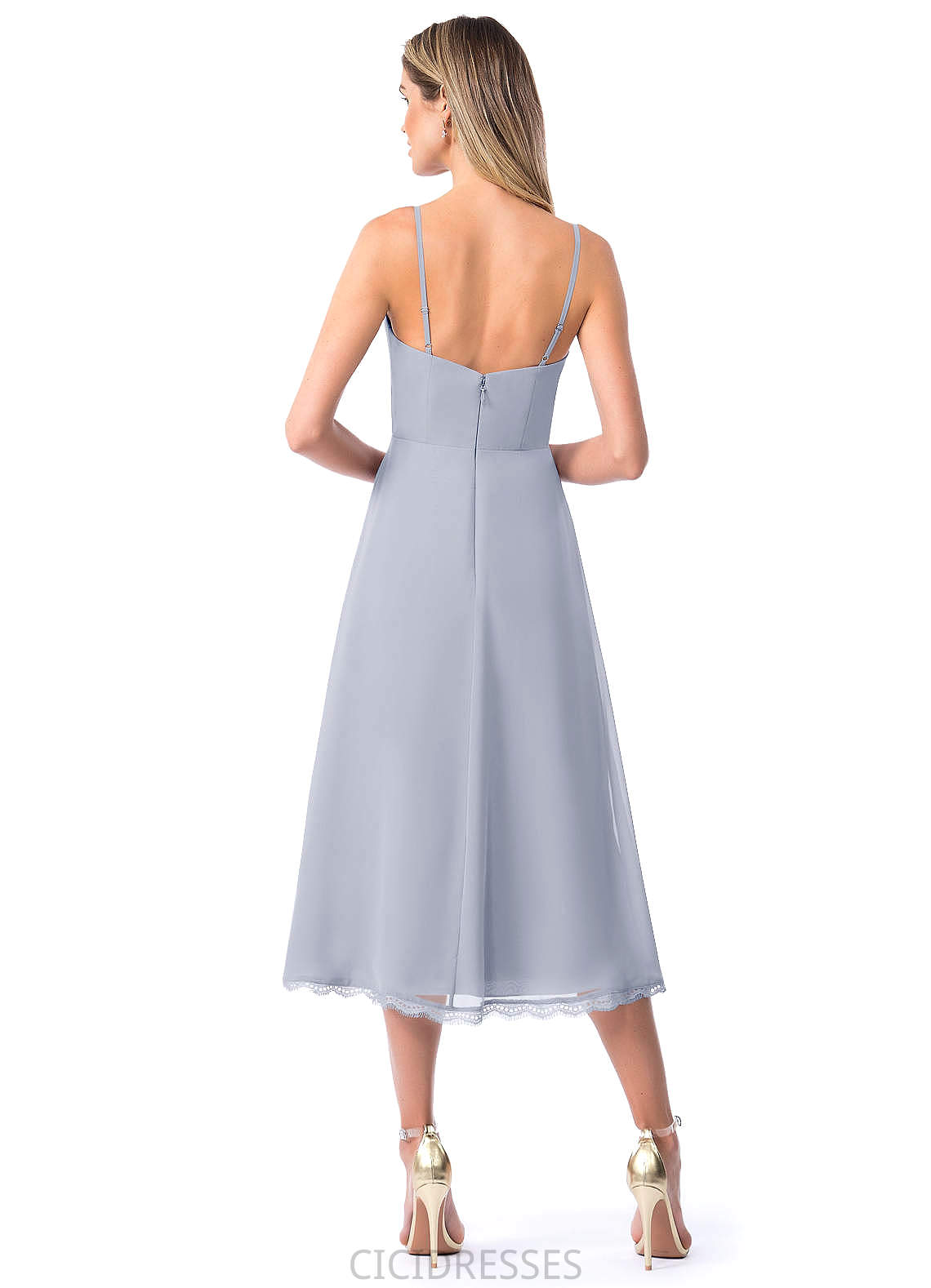 Adyson Floor Length V-Neck Short Sleeves Natural Waist A-Line/Princess Bridesmaid Dresses