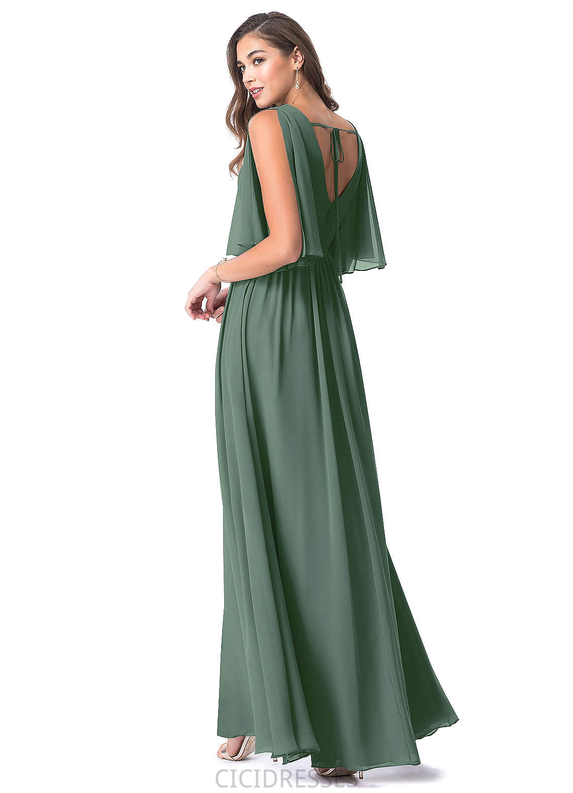 Ariel A-Line/Princess Sleeveless Floor Length Spaghetti Staps Natural Waist Bridesmaid Dresses