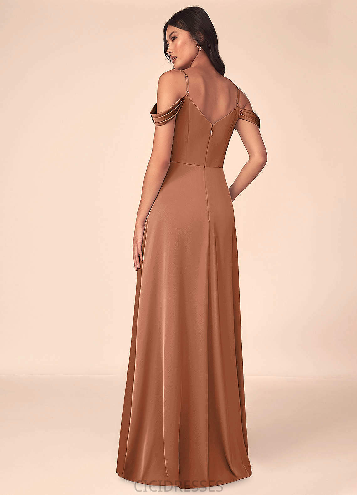 Carleigh Natural Waist A-Line/Princess Sleeveless Floor Length V-Neck Bridesmaid Dresses
