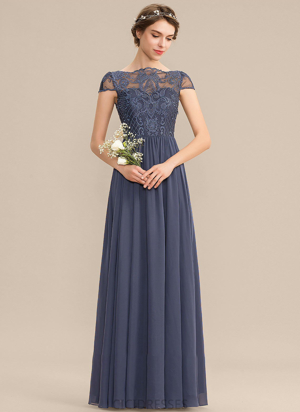 A-Line Lace ScoopNeck Straps Floor-Length Length Fabric Neckline Silhouette Piper Floor Length Sleeveless Bridesmaid Dresses