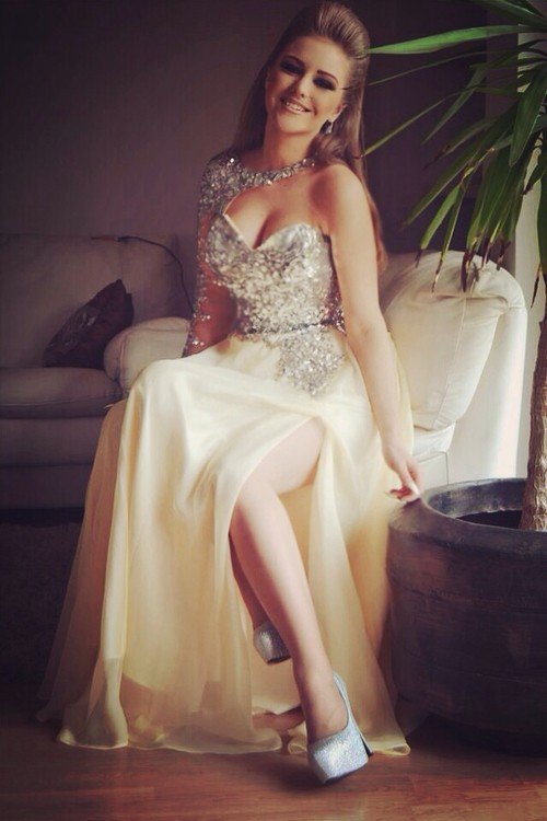 Long Floor length A-Line One Shoulder Sequins Chiffon Champagne Prom Dresses