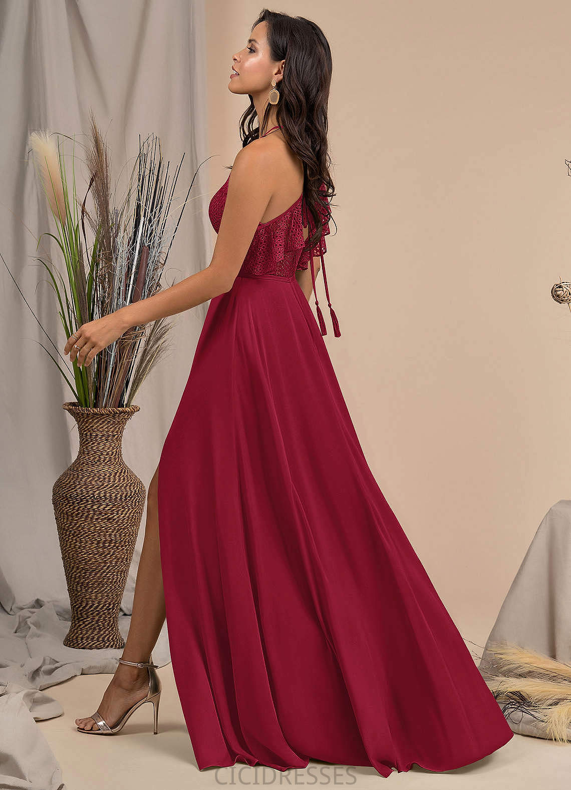 Nathalia Sheath/Column Sleeveless Spaghetti Staps Floor Length Natural Waist Bridesmaid Dresses