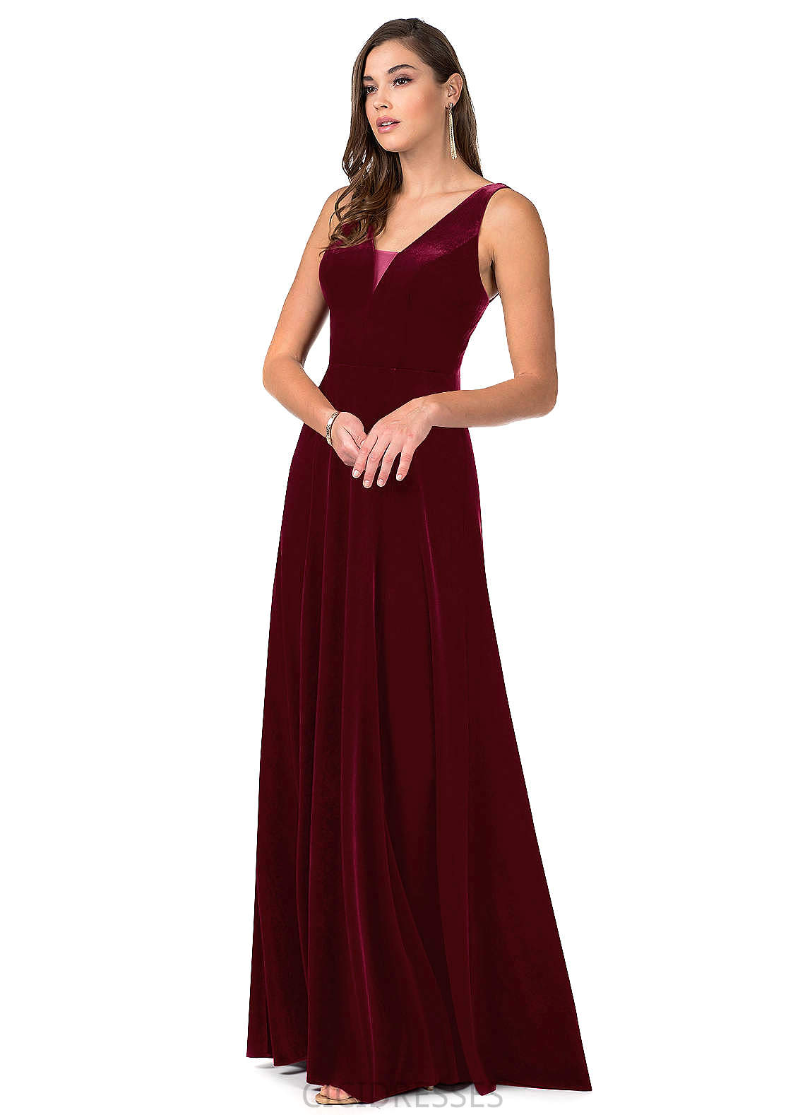 Bianca A-Line/Princess Natural Waist Sleeveless Spaghetti Staps Floor Length Bridesmaid Dresses