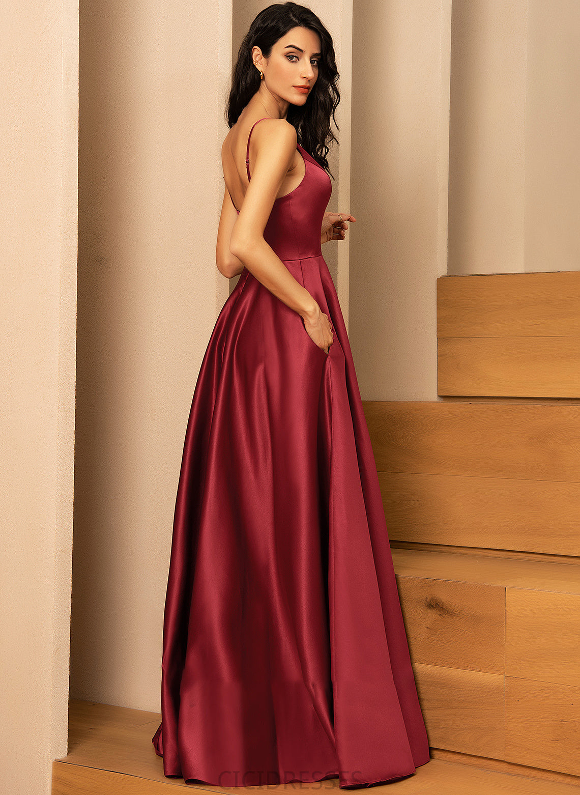Silhouette Embellishment V-neck Neckline Pockets Floor-Length A-Line Fabric Length Alisha A-Line/Princess Sleeveless Bridesmaid Dresses