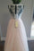 Light Pink V Neck Sleeveless Tulle Beach Wedding Dress with Lace Applique, A Line Bridal Dress N2523