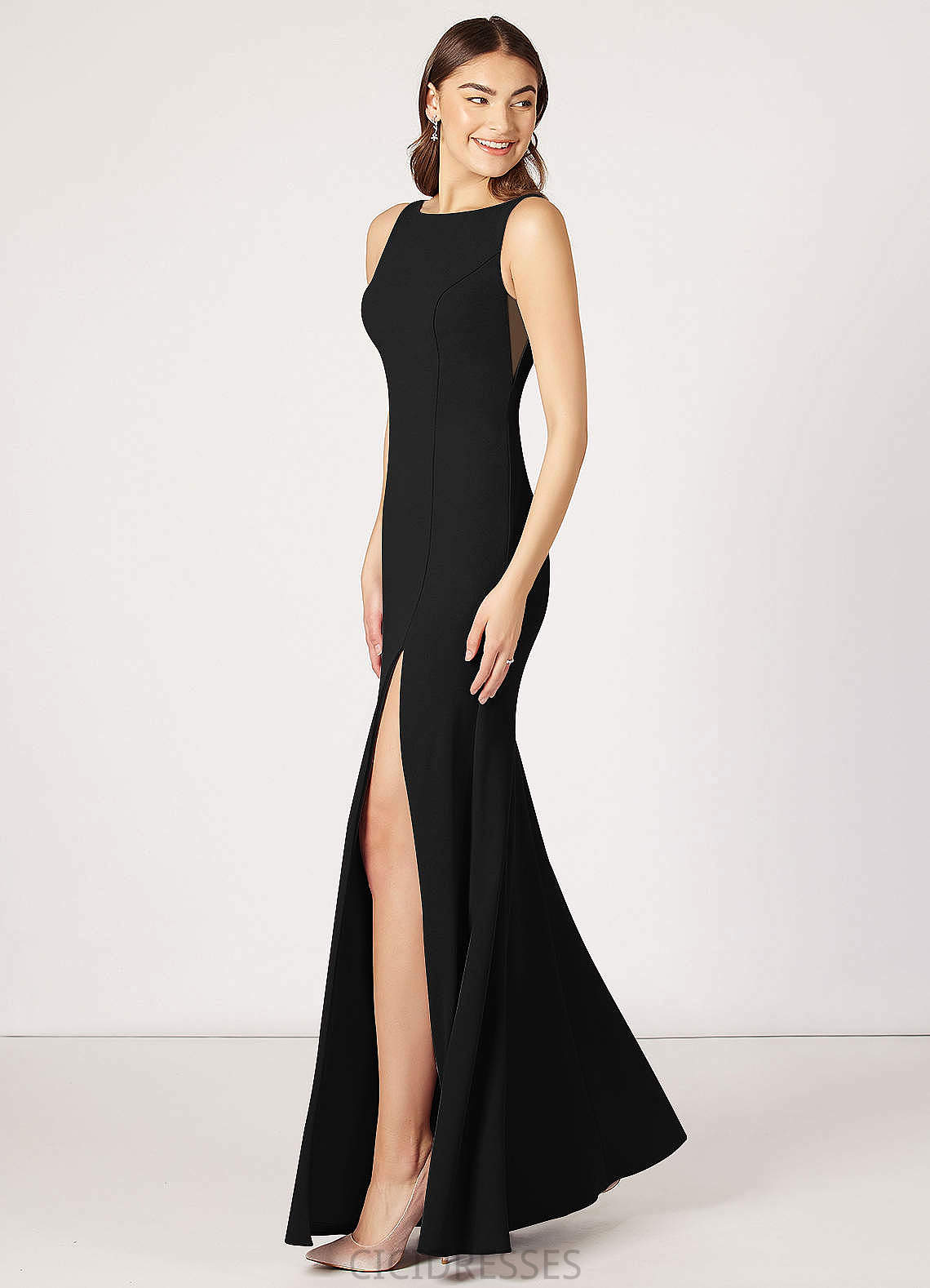 Silvia Short Sleeves V-Neck Floor Length Natural Waist A-Line/Princess Bridesmaid Dresses