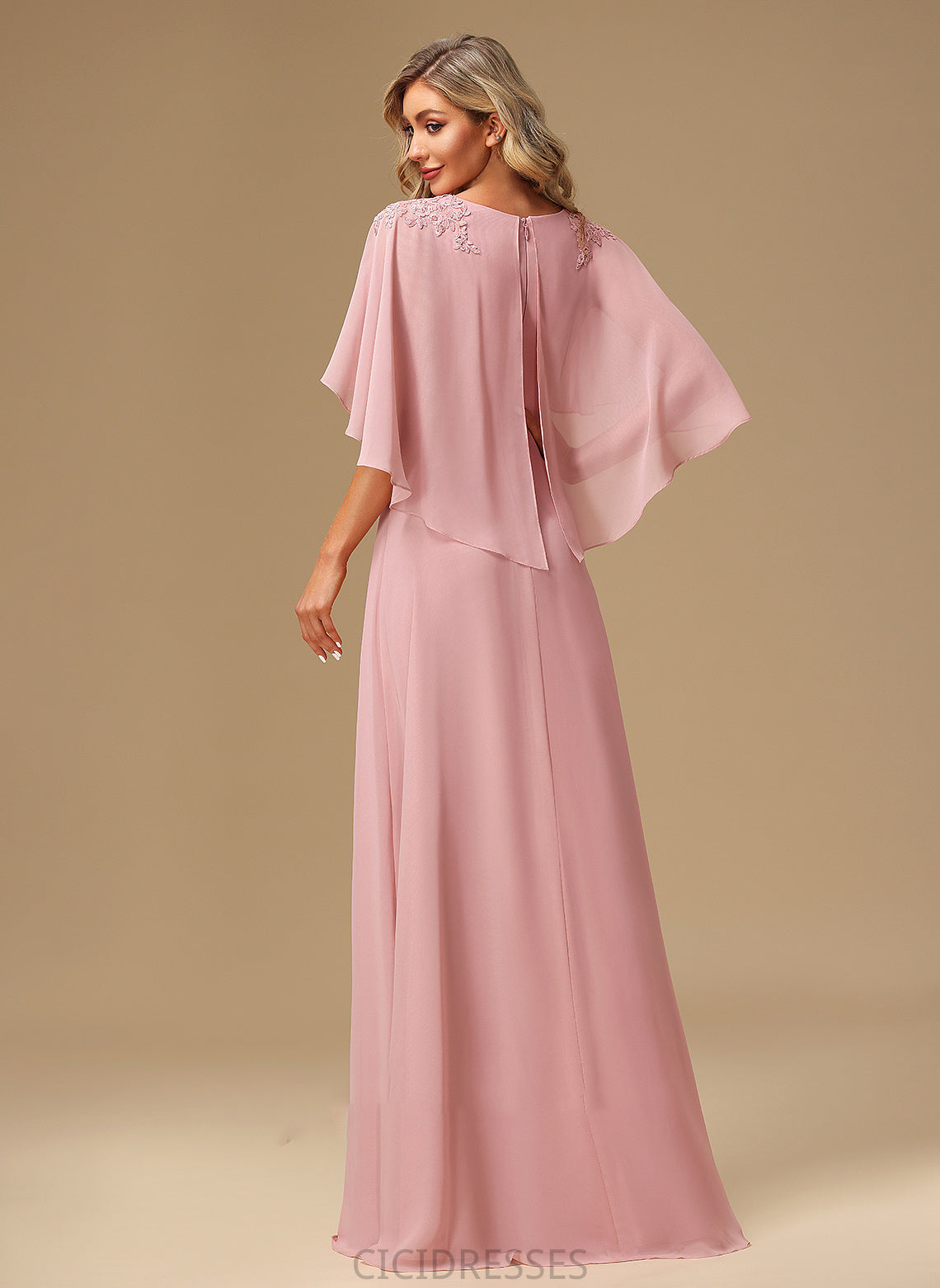 Floor-Length V-neck Length Lace A-Line Silhouette Fabric Neckline Embellishment Nyla Short Sleeves V-Neck Bridesmaid Dresses