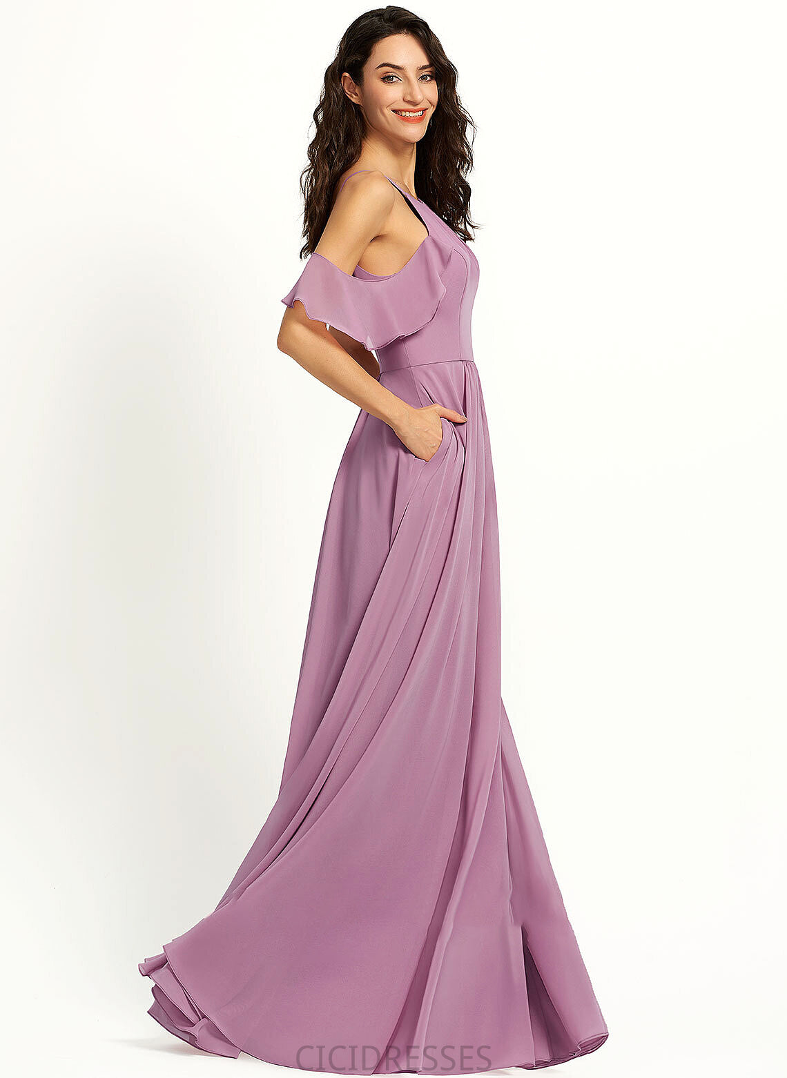 Silhouette Length A-Line Fabric Embellishment Pockets Floor-Length ScoopNeck Neckline Minnie Natural Waist Floor Length Bridesmaid Dresses