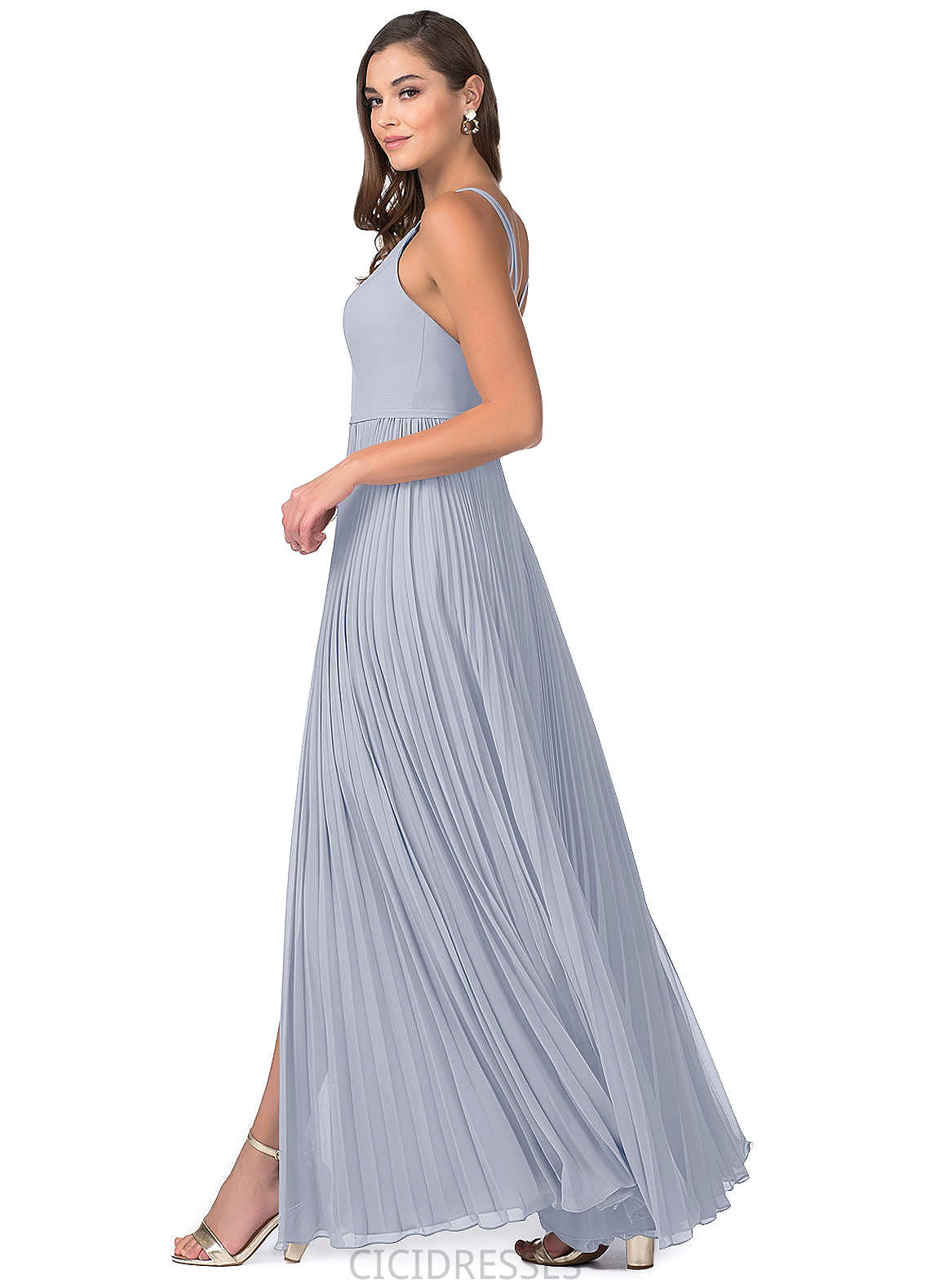 Thelma A-Line/Princess Empire Waist Floor Length Sleeveless Straps Bridesmaid Dresses