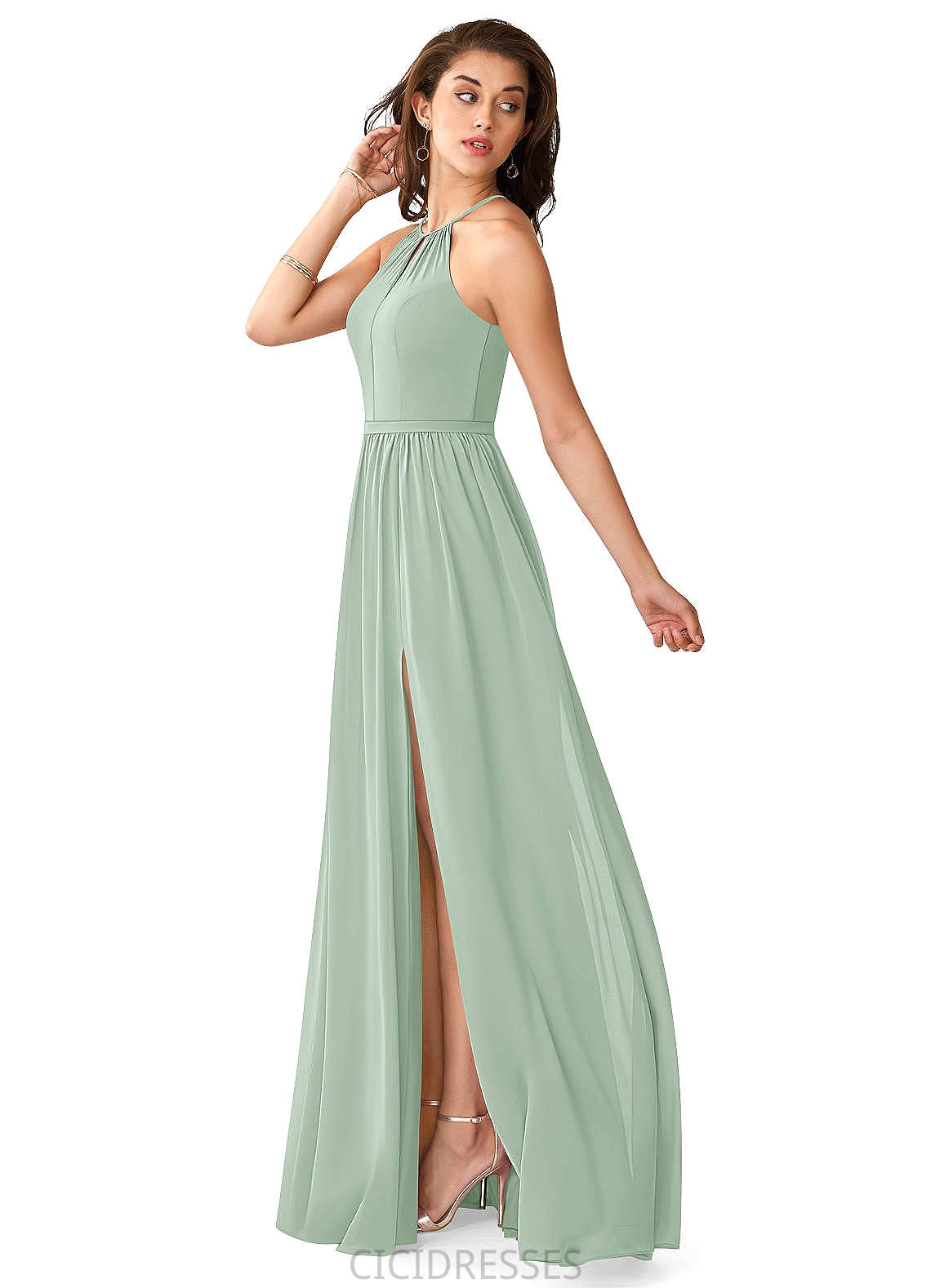 Aryana Floor Length A-Line/Princess V-Neck Sleeveless Natural Waist Bridesmaid Dresses