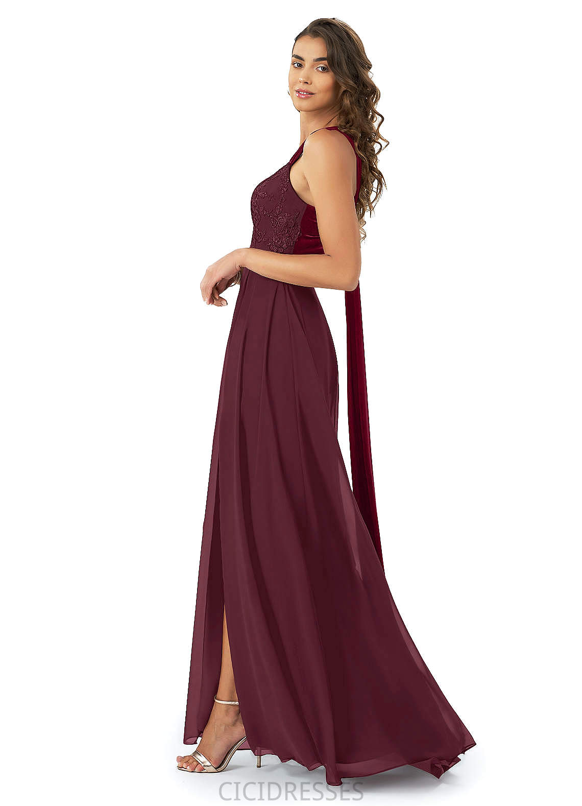 Maribel Sleeveless Scoop Natural Waist A-Line/Princess Floor Length Bridesmaid Dresses