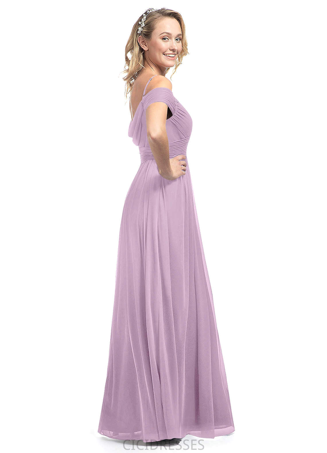 Ellen A-Line/Princess Knee Length Natural Waist V-Neck Sleeveless Bridesmaid Dresses