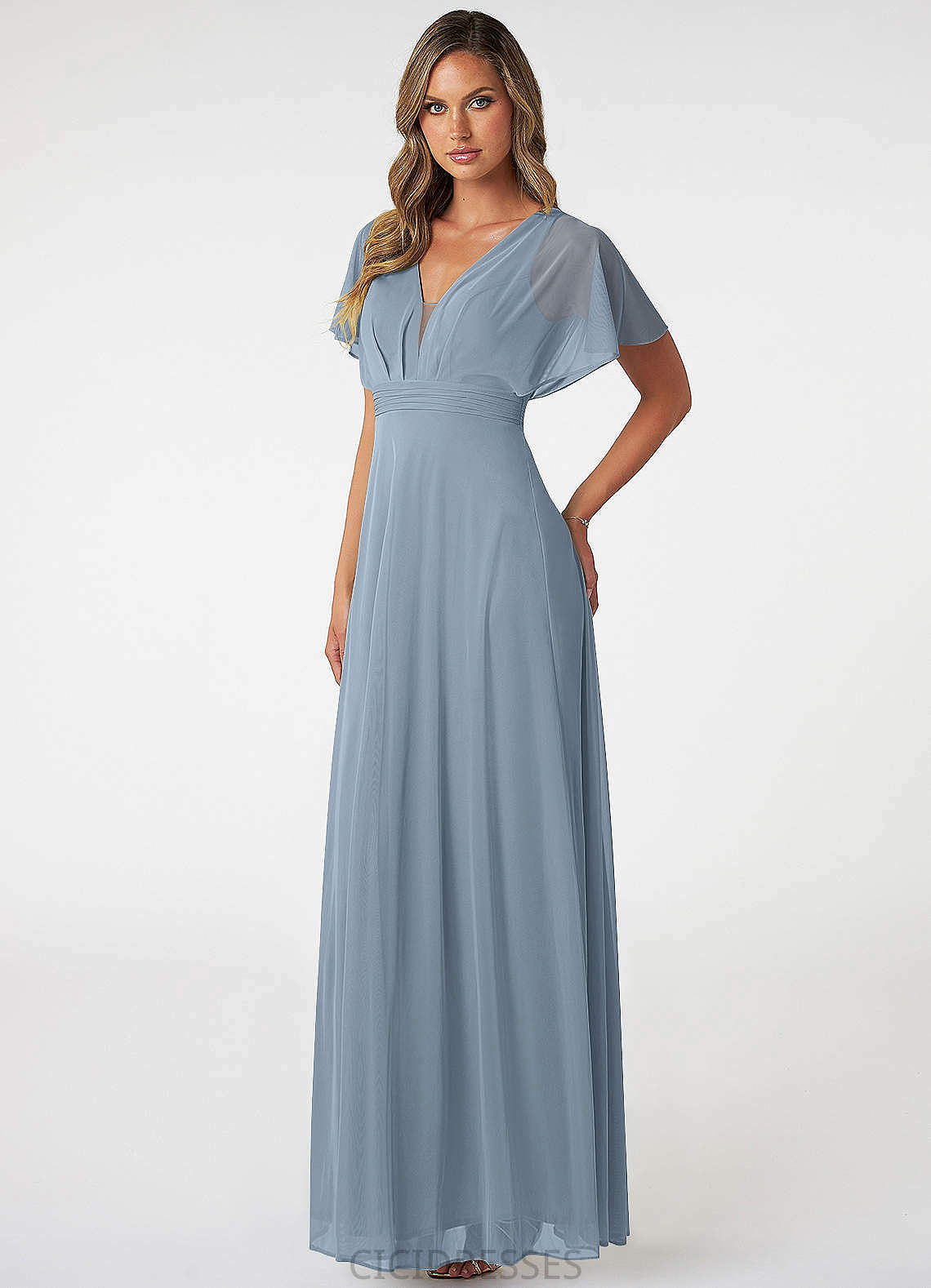 Lyric Spaghetti Staps Floor Length Sleeveless A-Line/Princess Natural Waist Bridesmaid Dresses