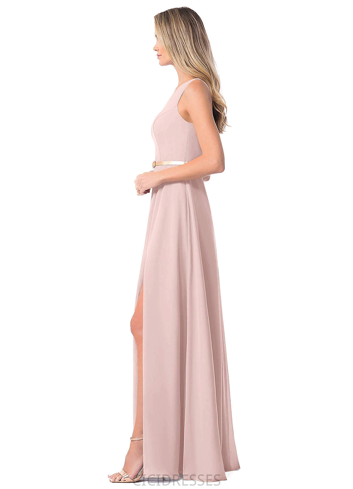 Janessa Short Sleeves A-Line/Princess Natural Waist V-Neck Knee Length Bridesmaid Dresses