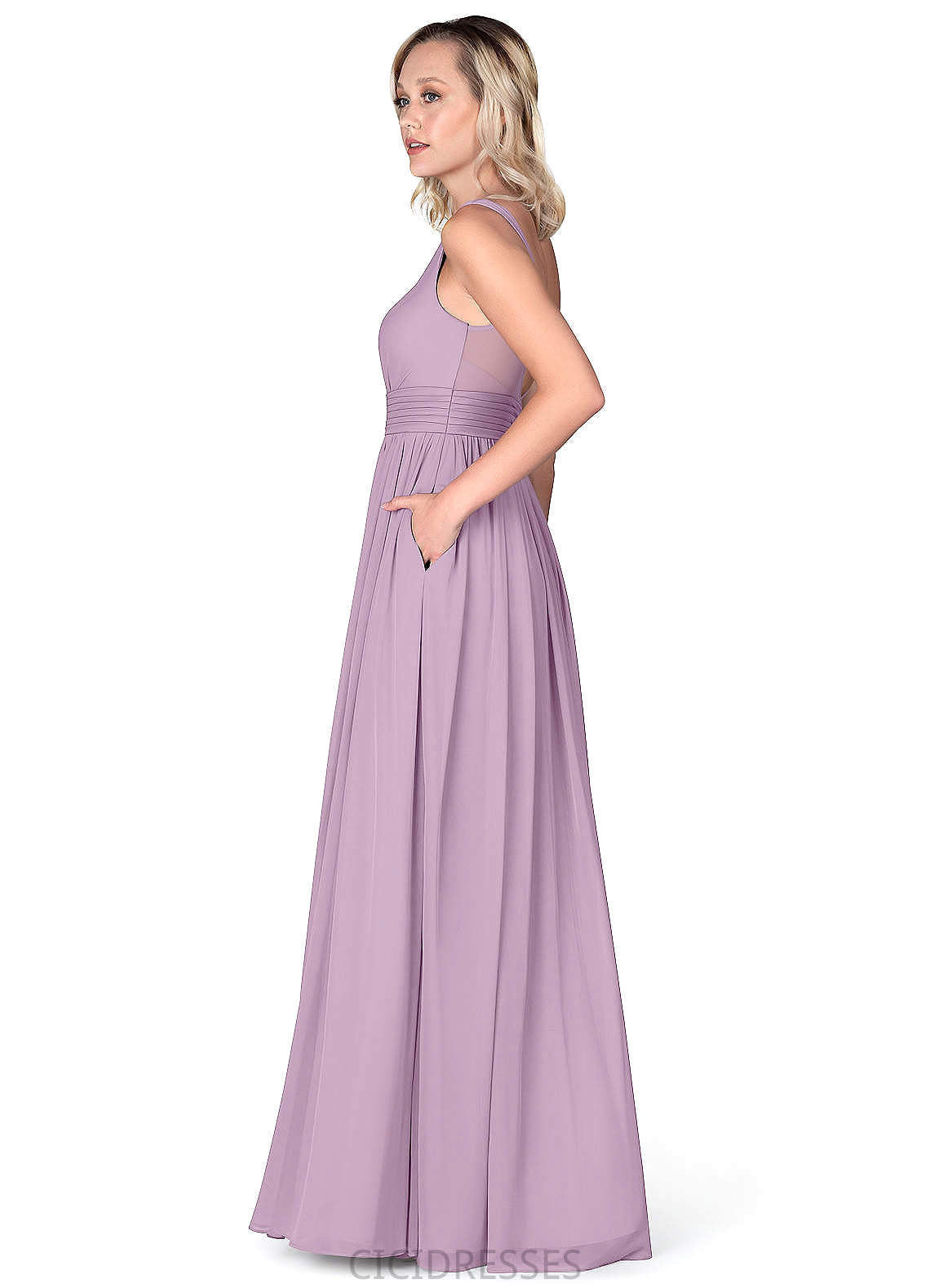 Makenzie Sleeveless Natural Waist Floor Length A-Line/Princess V-Neck Bridesmaid Dresses