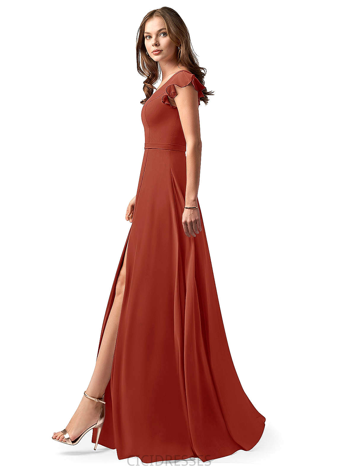 Tatiana A-Line/Princess Sleeveless High Low Natural Waist V-Neck Bridesmaid Dresses