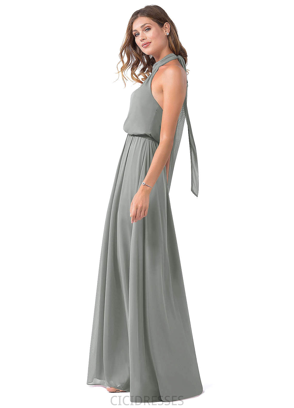 Alana One Shoulder A-Line/Princess Floor Length Sleeveless Natural Waist Bridesmaid Dresses