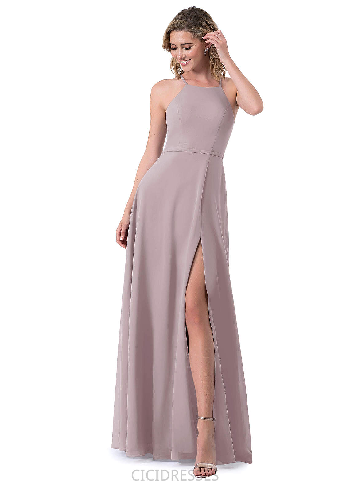 Ayla Empire Waist A-Line/Princess Floor Length Spaghetti Staps Sleeveless Bridesmaid Dresses