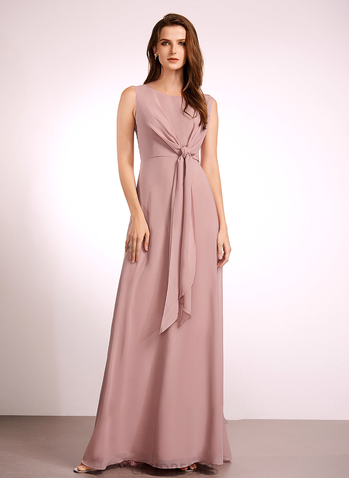 Fabric Straps Length Bow(s) Silhouette Floor-Length Embellishment A-Line Kaelyn Natural Waist Sleeveless Floor Length Bridesmaid Dresses