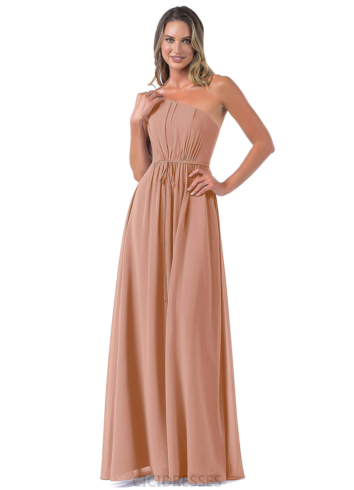Melina A-Line/Princess Off The Shoulder Natural Waist Floor Length Sleeveless Spaghetti Staps Bridesmaid Dresses