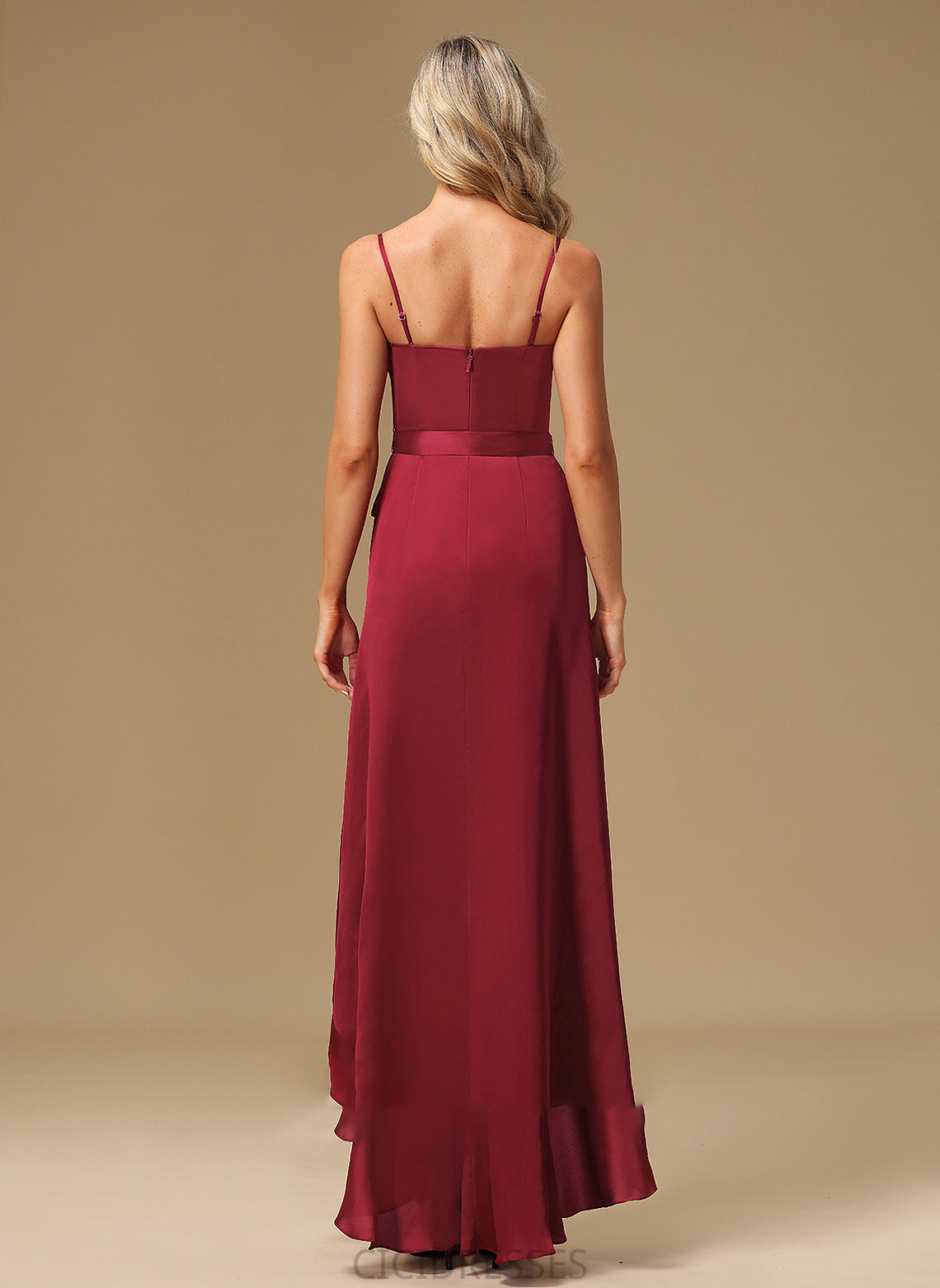 A-Line Length Fabric Embellishment Asymmetrical Neckline V-neck SplitFront Silhouette Annabella Floor Length V-Neck Bridesmaid Dresses