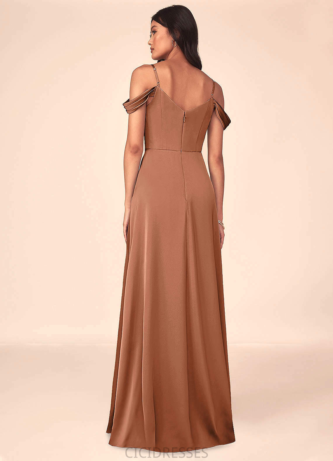 Carleigh Natural Waist A-Line/Princess Sleeveless Floor Length V-Neck Bridesmaid Dresses
