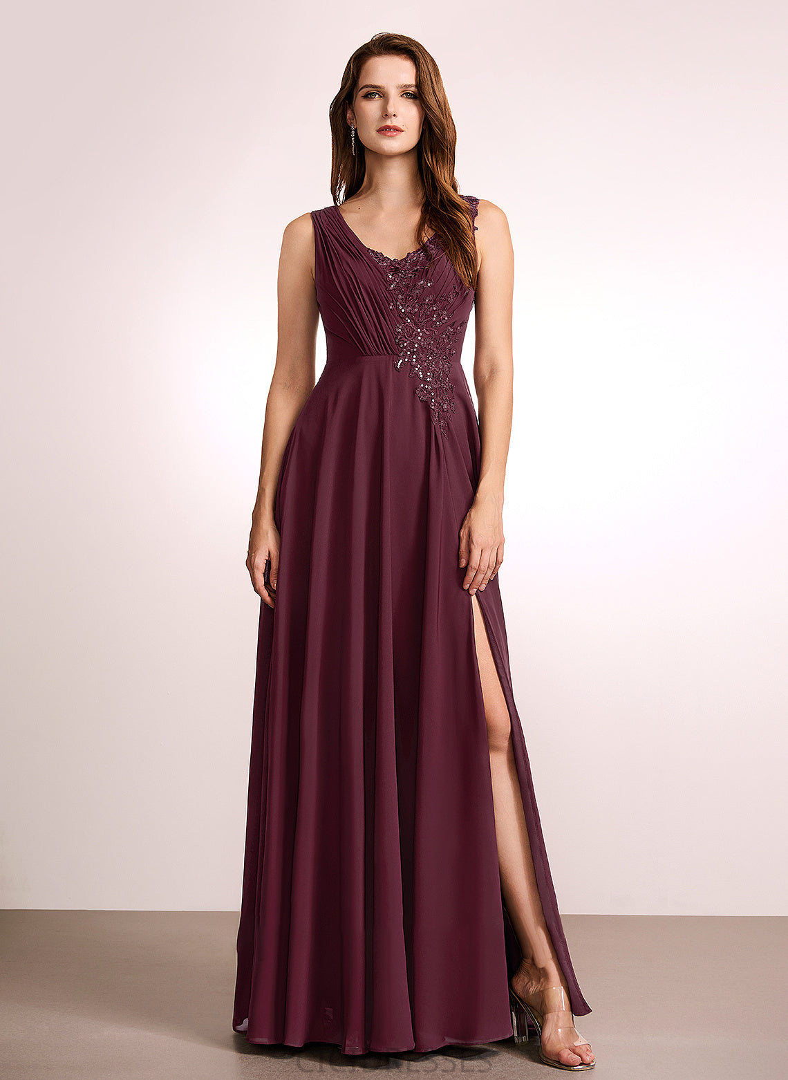 Fabric Neckline Length A-Line Lace Floor-Length Embellishment Silhouette V-neck Karla Floor Length A-Line/Princess Bridesmaid Dresses