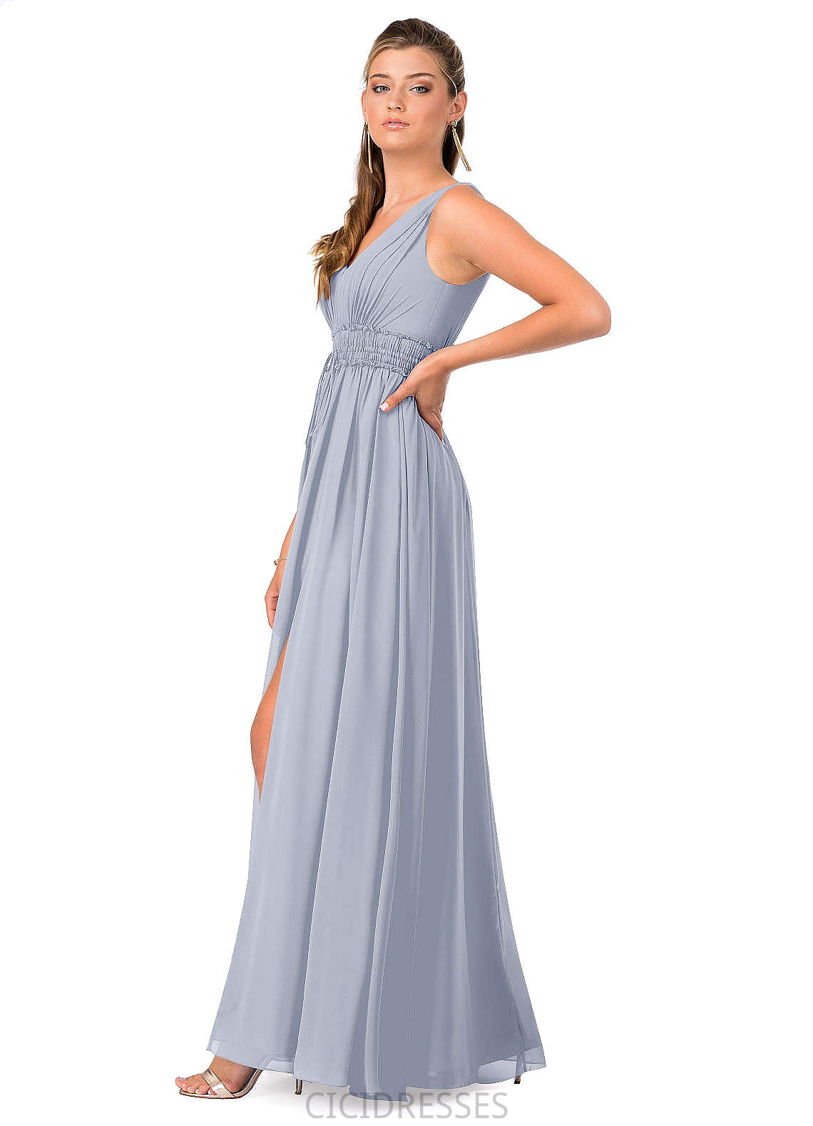 Gracelyn Sleeveless Floor Length Natural Waist Spaghetti Staps Satin Trumpet/Mermaid Bridesmaid Dresses