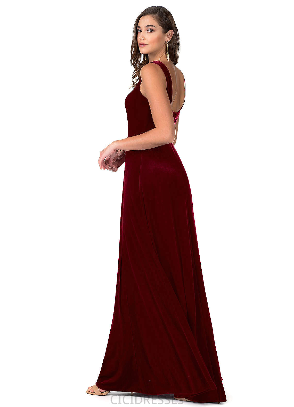 Bianca A-Line/Princess Natural Waist Sleeveless Spaghetti Staps Floor Length Bridesmaid Dresses