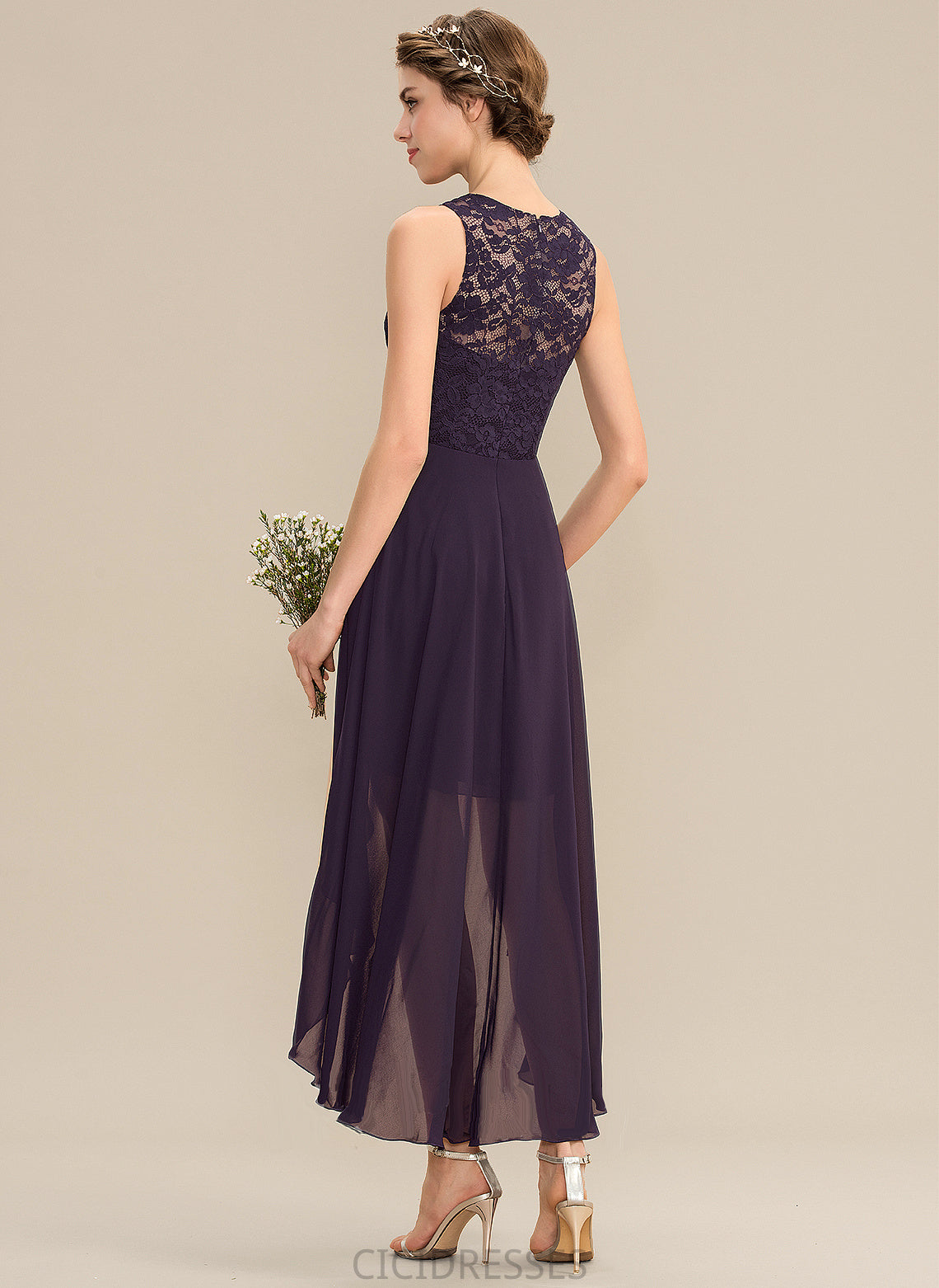 Neckline A-Line Fabric Lace Length ScoopNeck Silhouette Asymmetrical Straps Rayne Floor Length Natural Waist Bridesmaid Dresses