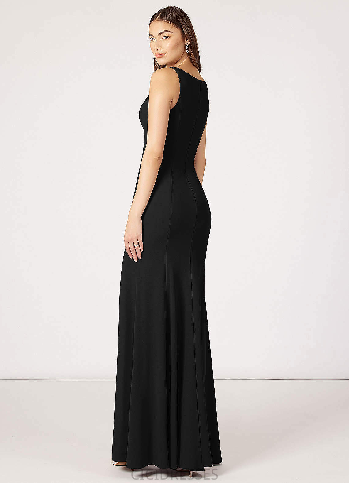 Silvia Short Sleeves V-Neck Floor Length Natural Waist A-Line/Princess Bridesmaid Dresses