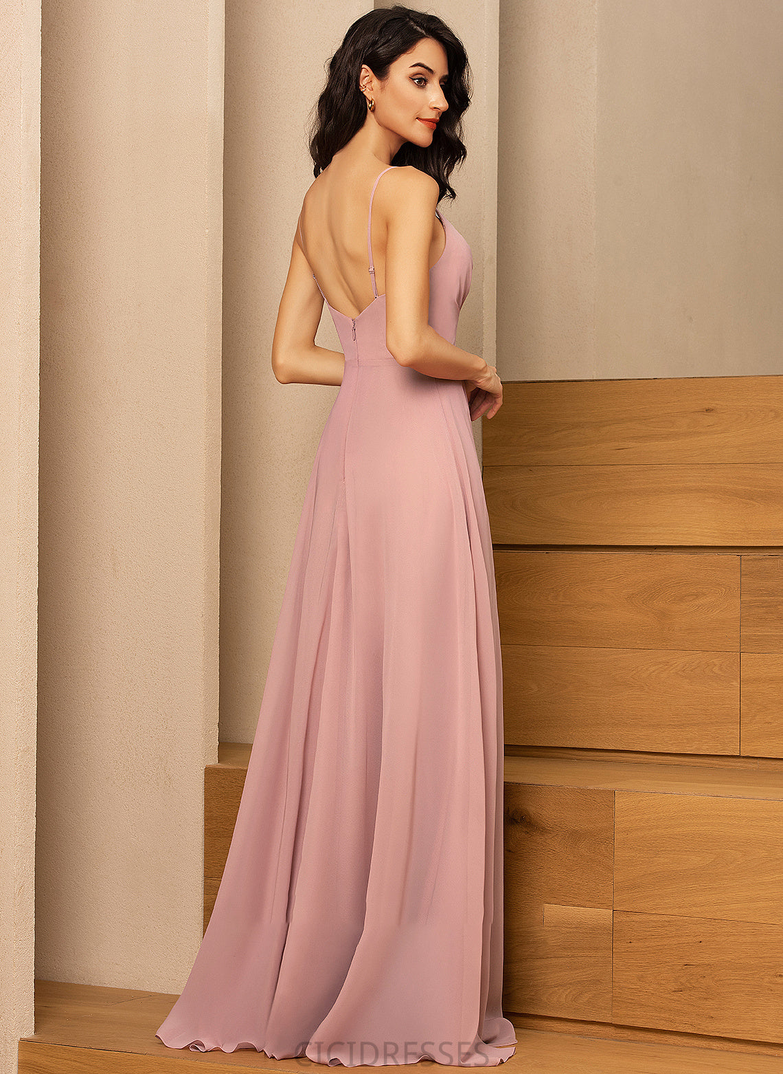 SplitFront Fabric V-neck Length Embellishment Ruffle A-Line Floor-Length Silhouette Neckline Kiley Floor Length Bridesmaid Dresses