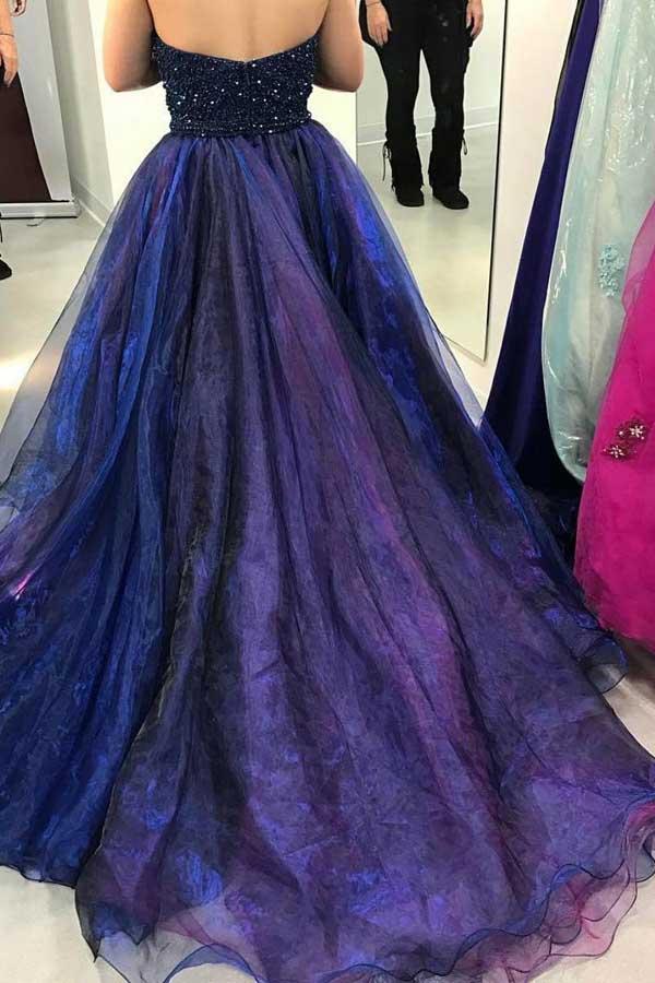 Designer Princess/A-Line Navy Blue Asymmetric Short Prom Dresses