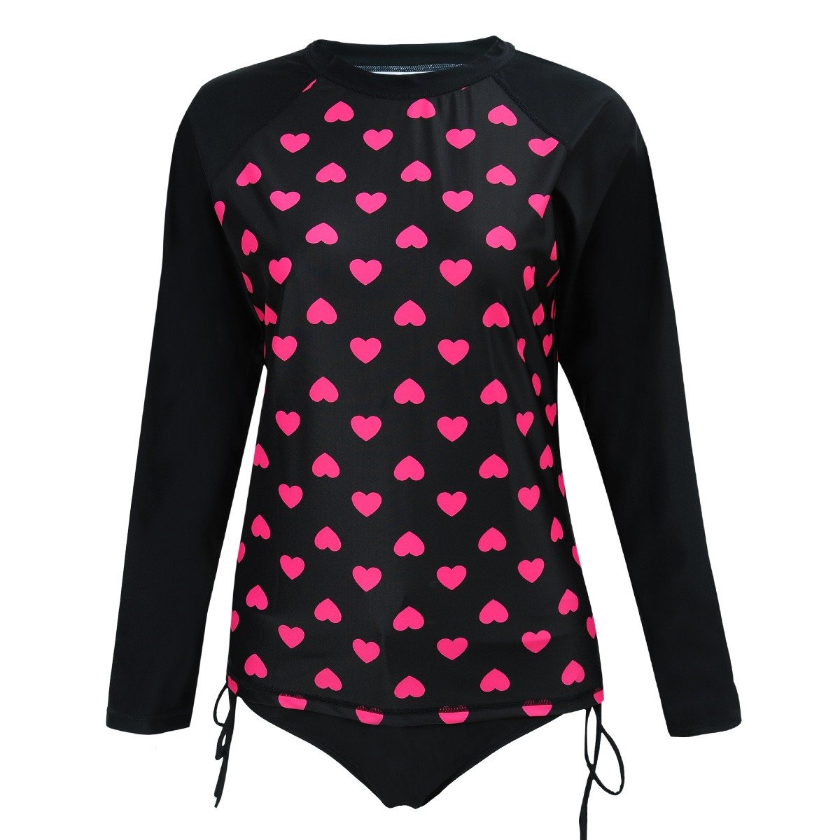 Long Sleeves Swimsuit Heart Printed Surf Suit D7732