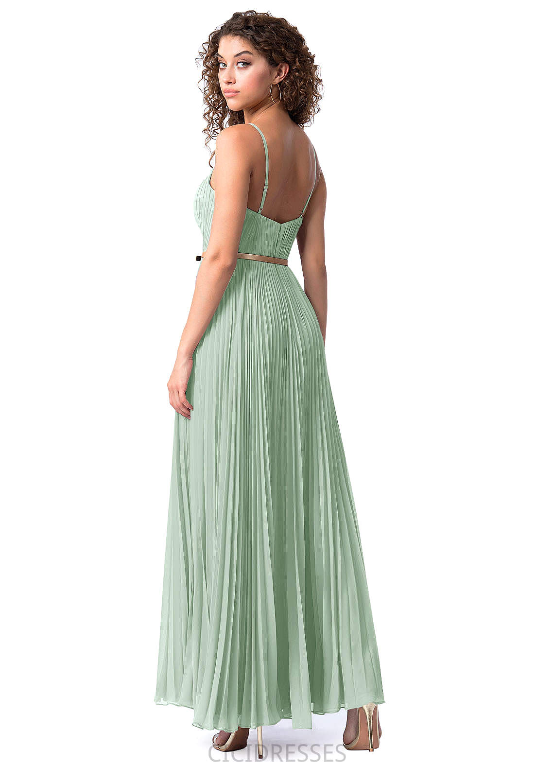 Kaitlyn V-Neck Natural Waist A-Line/Princess Sleeveless Floor Length Bridesmaid Dresses