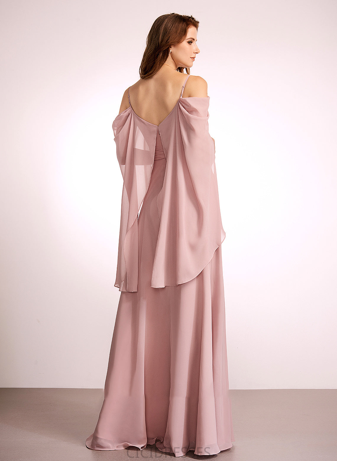 Floor-Length A-Line Length Fabric Straps Neckline V-neck Silhouette Tatum Short Sleeves Floor Length Natural Waist Bridesmaid Dresses