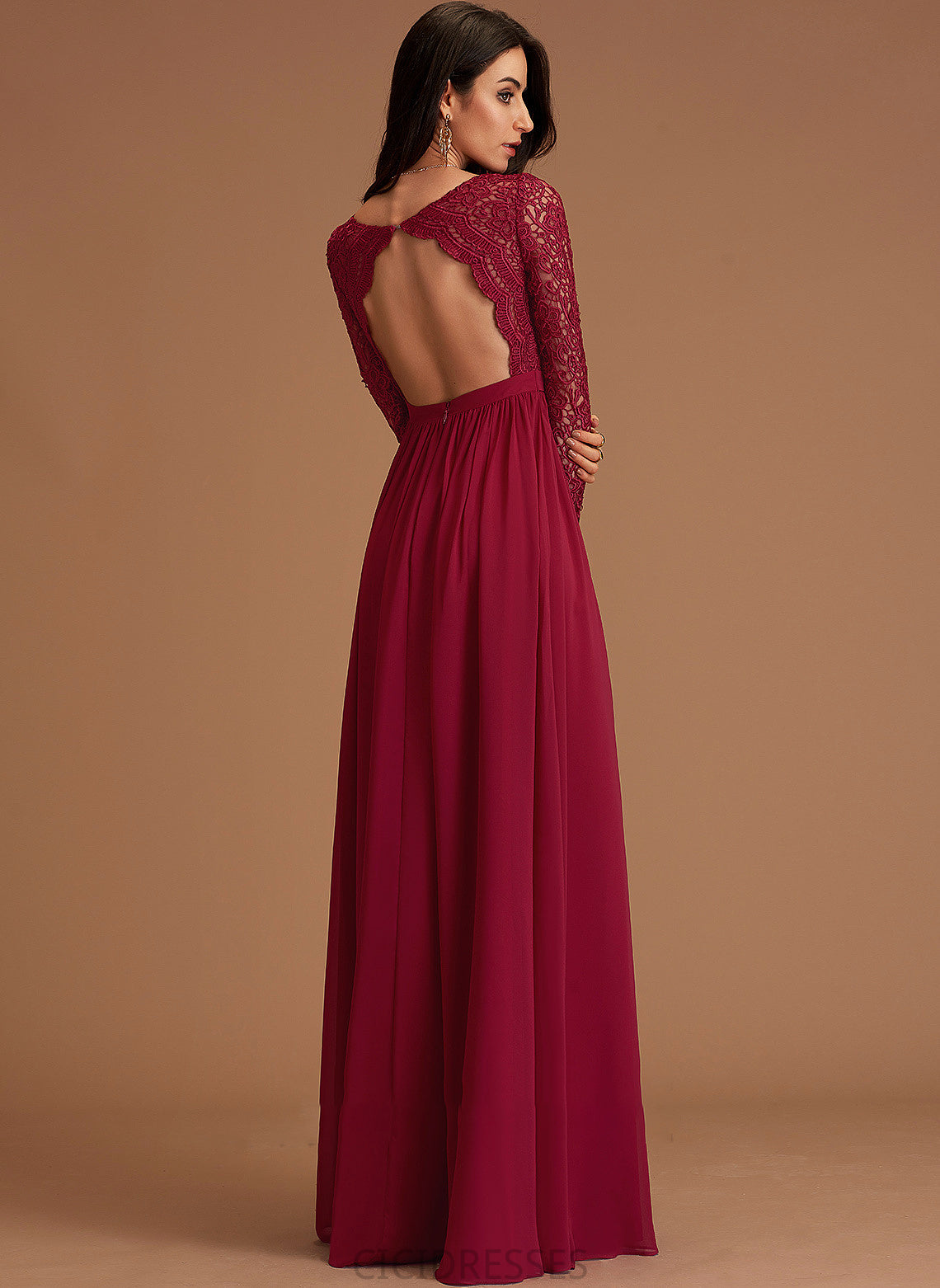 A-Line Silhouette Lace Embellishment Length Floor-Length V-neck Neckline Fabric Maleah Short Sleeves A-Line/Princess Bridesmaid Dresses