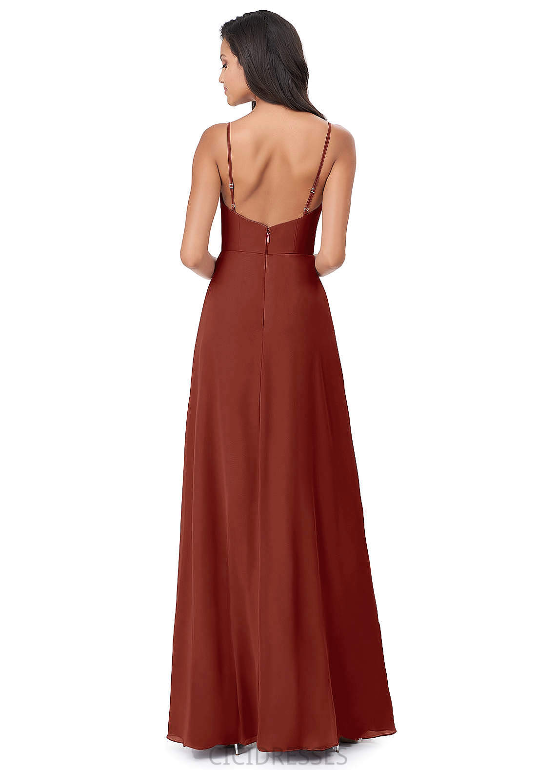 Alyson Natural Waist A-Line/Princess Sleeveless Floor Length V-Neck Bridesmaid Dresses